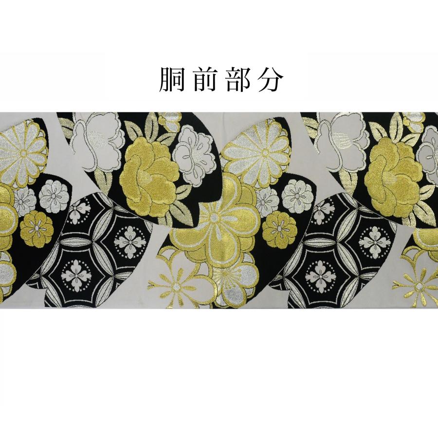 NISHIORI 西陣 帯 袋帯【花柄 ブラック 黒 ゴールド 梅 椿 NISHIORI 西陣 帯 袋帯【花柄 ブラック 黒 ゴールド 梅 椿