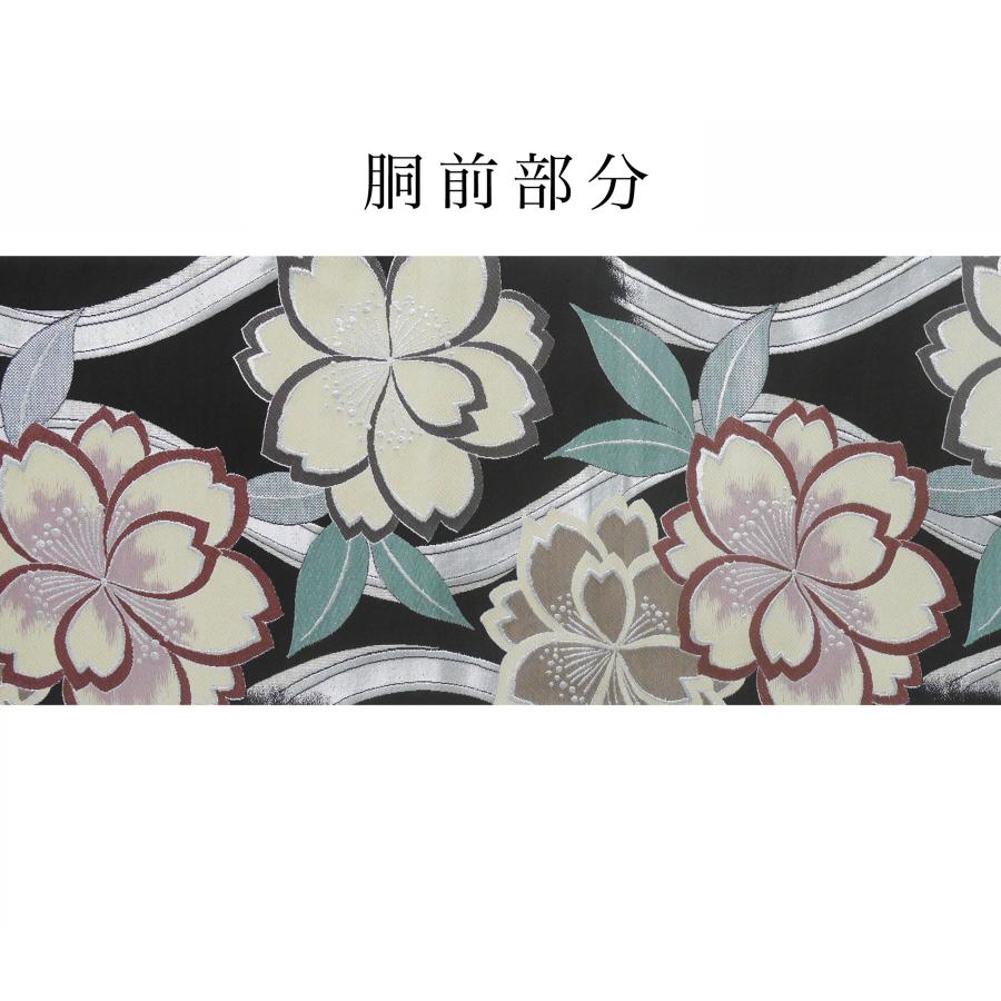 NISHIORI 西陣 帯 袋帯【花柄 ブラック 黒 シルバー 桜】 西陣織 お 
