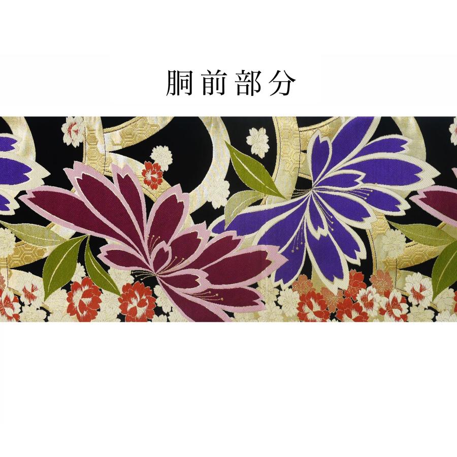 NISHIORI 西陣 帯 袋帯【ブラック 黒 ゴールド 桜 青海波 NISHIORI 西陣 帯 袋帯【ブラック 黒 ゴールド 桜 青海波