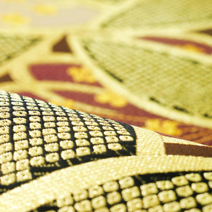 NISHIORI 西陣 帯 袋帯【ブラウン ゴールド 桜 七宝】 西陣織 お仕立て