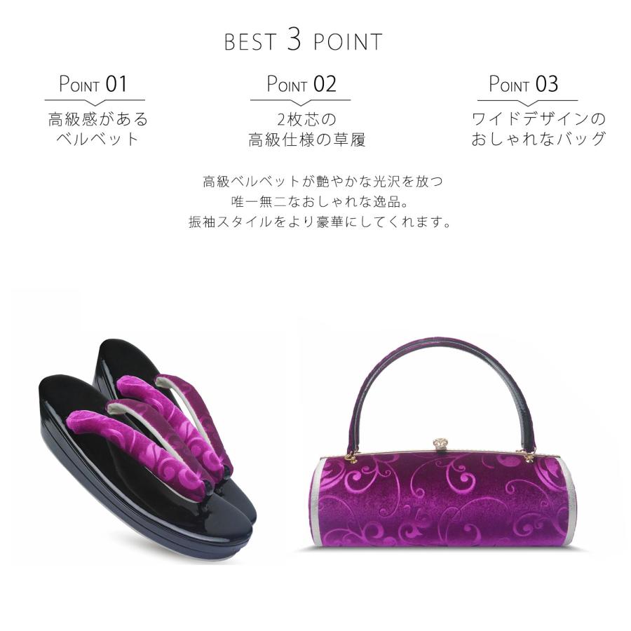 NISHIORI 草履バッグセット ベルベットが美しい ワイドデザイン 2枚芯