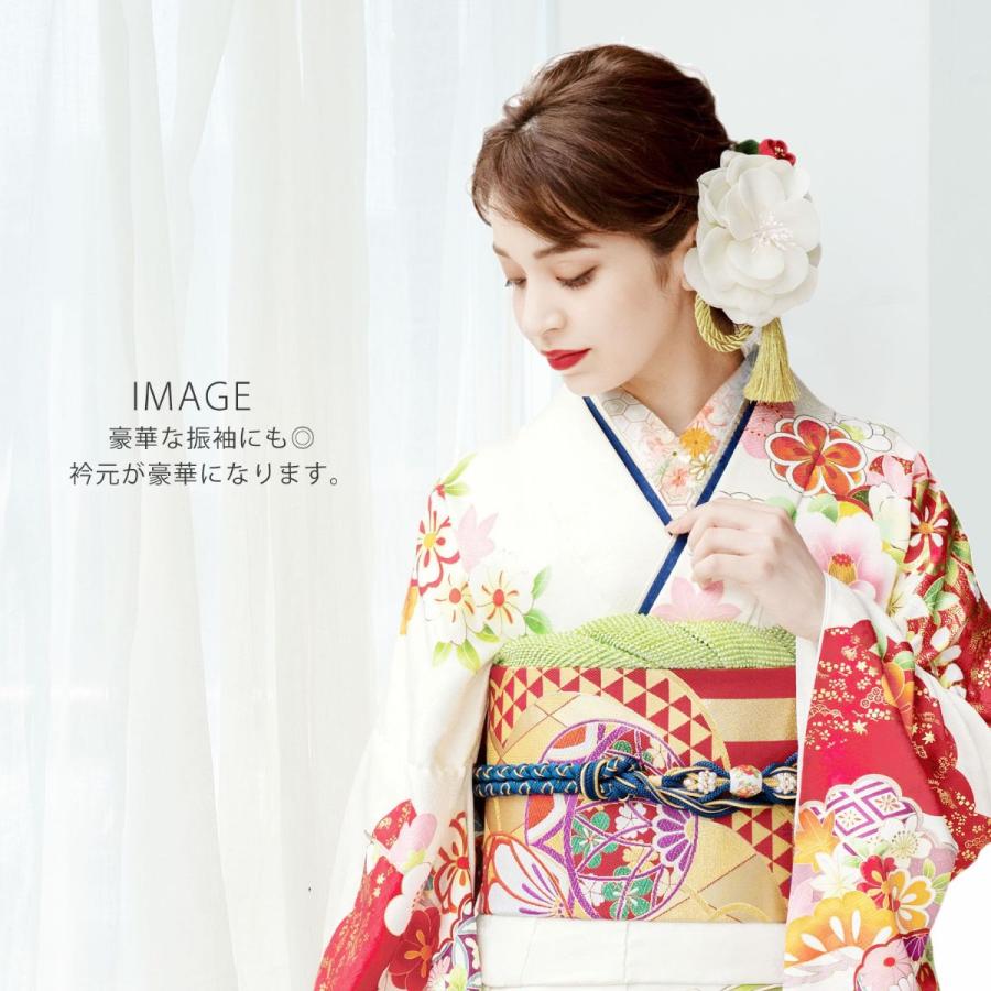 NISHIORI 白金 くすみカラーの 刺繍 半衿 豪華 華やか 和柄 日本製