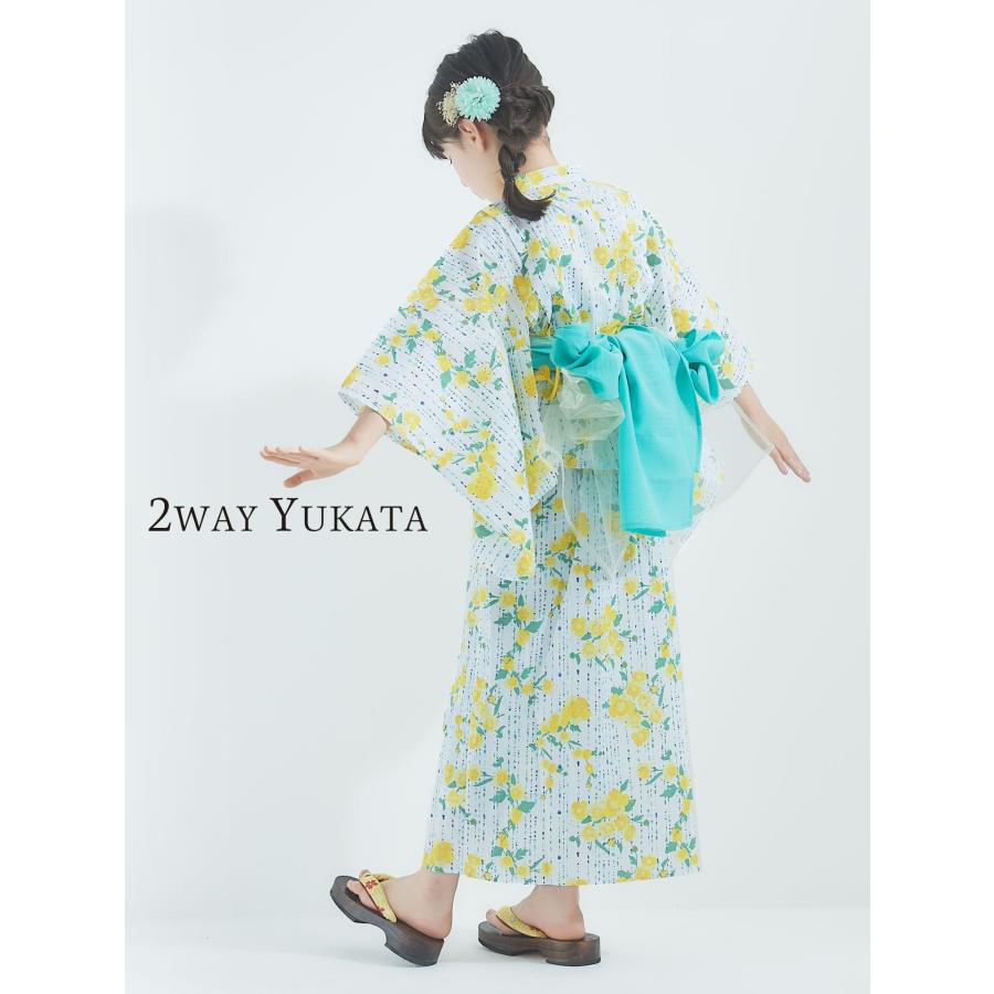 NISHIORI キッズ 子供 2way 子供浴衣 4点セット 兵児帯2本 色柄豊富 