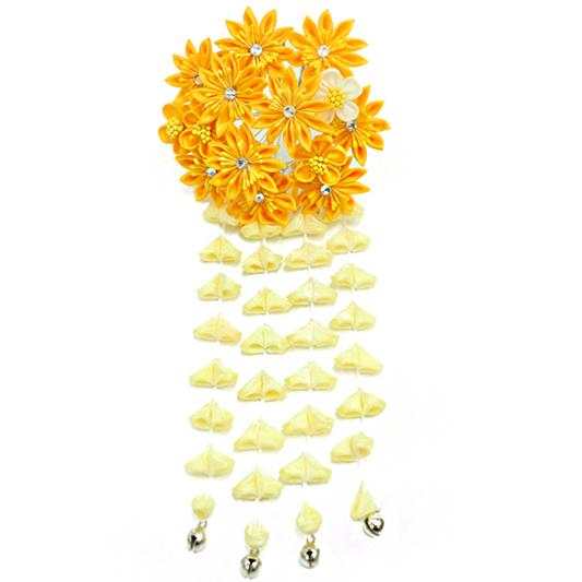 売れ筋 髪飾り 成人式 振袖 前撮り 袴 花 菊 黄色 橙色 白 ちりめん つまみ細工 藤下がり ビラ簪 鈴付き ラインストーン 簪 花魁 和装 おしゃれ No 12gy7810 注目の Www Perfectressusorder Com
