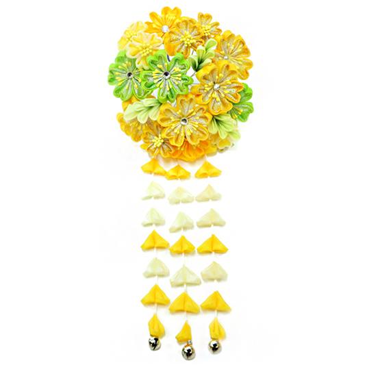 人気特価激安 髪飾り 成人式 振袖 前撮り 袴 花 菊 黄色 白 黄緑 ちりめん つまみ細工 藤下がり ビラ簪 鈴付き ラインストーン 簪 花魁 和装 おしゃれ No 12gy9610 手数料安い Www Cepici Ci