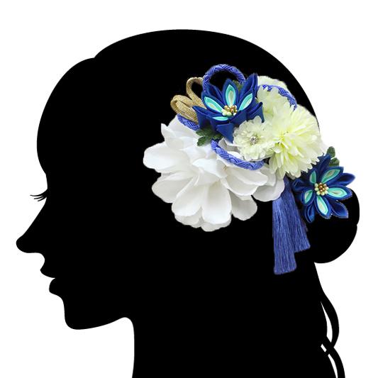 髪飾り 成人式 花 振袖 前撮り 袴 2点セット 青 白 金 つまみ細工 ちりめん 組紐 房 和装 簪 おしゃれ 髪型 ヘアスタイル ヘアアレンジ ドライフラワー 9gy0094 9gy0094 着物ちどり 通販 Yahoo ショッピング