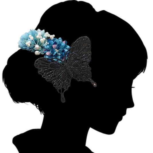 髪飾り 成人式 花 振袖 浴衣 袴 ４点セット 青 水色 白 黒 蝶 蝶々 大人 浴衣 結婚式 花飾り パー 髪型 ヘアスタイル ヘアアレンジ ドライフラワー 9gy2973 9gy2973 着物ちどり 通販 Yahoo ショッピング
