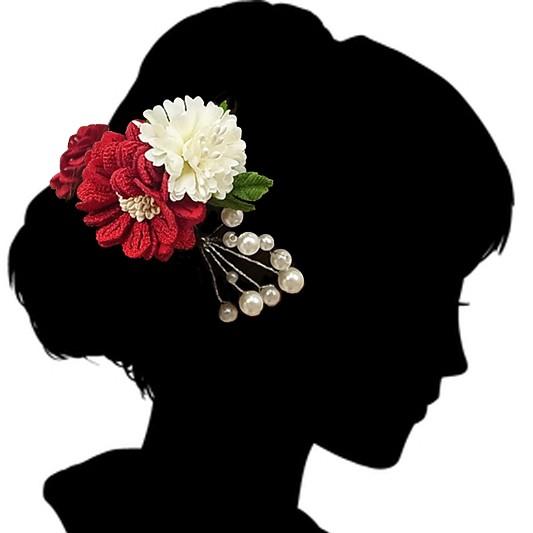 髪飾り 成人式 花 振袖 浴衣 袴 3点セット 赤 パールビーズ 髪型 完璧 結婚式 ヘアアレンジ ドライフラワー パーテ ヘアスタイル かんざし レトロ 9gy3693