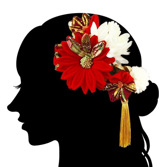 髪飾り 成人式 2点セット 9gy6233 ちりめん つまみ細工 ドライフラワー ヘアアレンジ ヘア