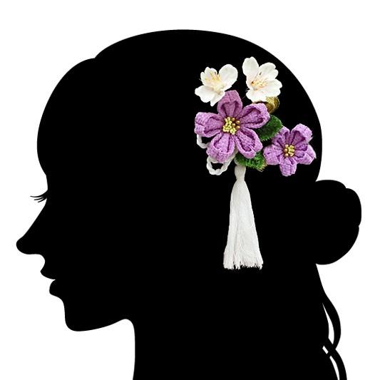 髪飾り 成人式 花 振袖 袴 2点セット 紫 薄紫 白 オフホワイト 黒 金 ちりめん つまみ細工 房 房付き 髪型 ヘアスタイル ヘアアレンジ ドライフラワー 9gy05 9gy05 着物ちどり 通販 Yahoo ショッピング