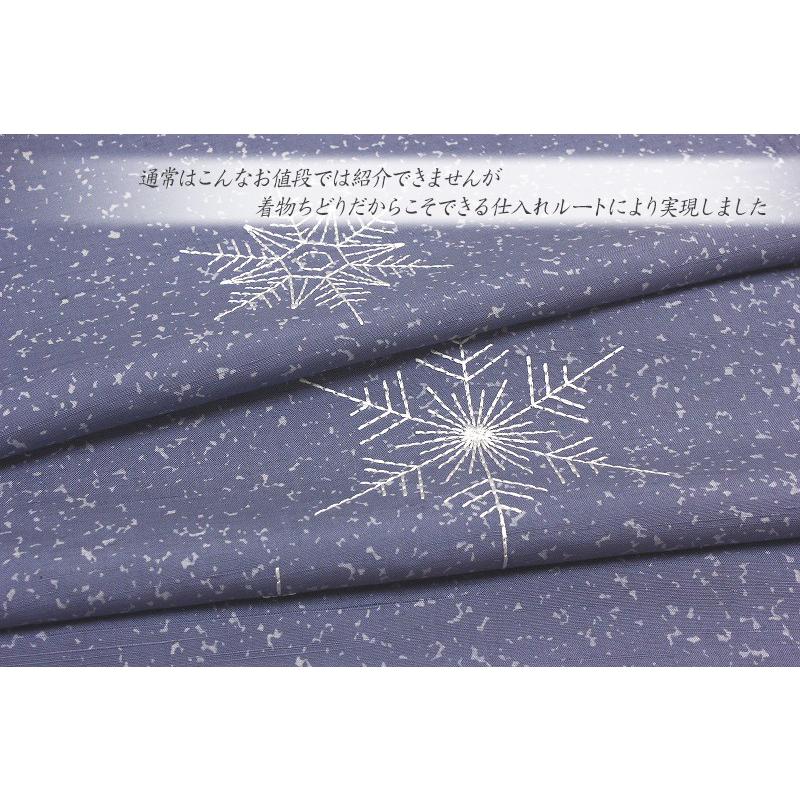 在庫処分 訪問着 結城紬 薄グレー 雪の結晶 刺繍 たたき染 友禅染 正絹