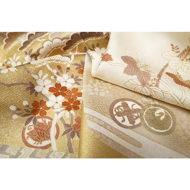 青柳謹製 十日町友禅 落款入 訪問着 一つ紋 縫い紋 金駒 金彩 絞り染