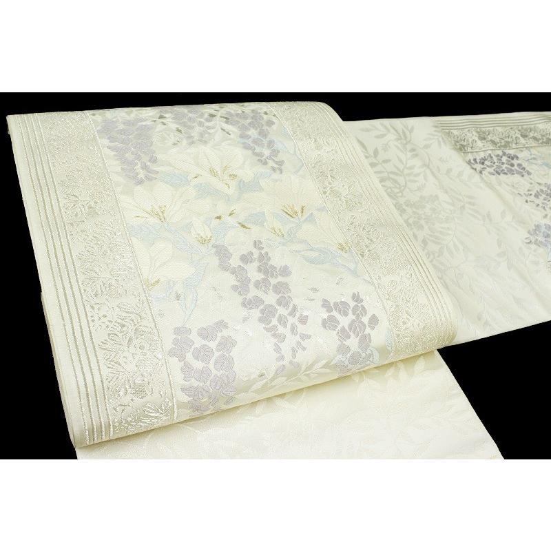 名古屋帯 山口美術織物 吉永小百合着用 白地 果実藤木蓮文 正絹 未