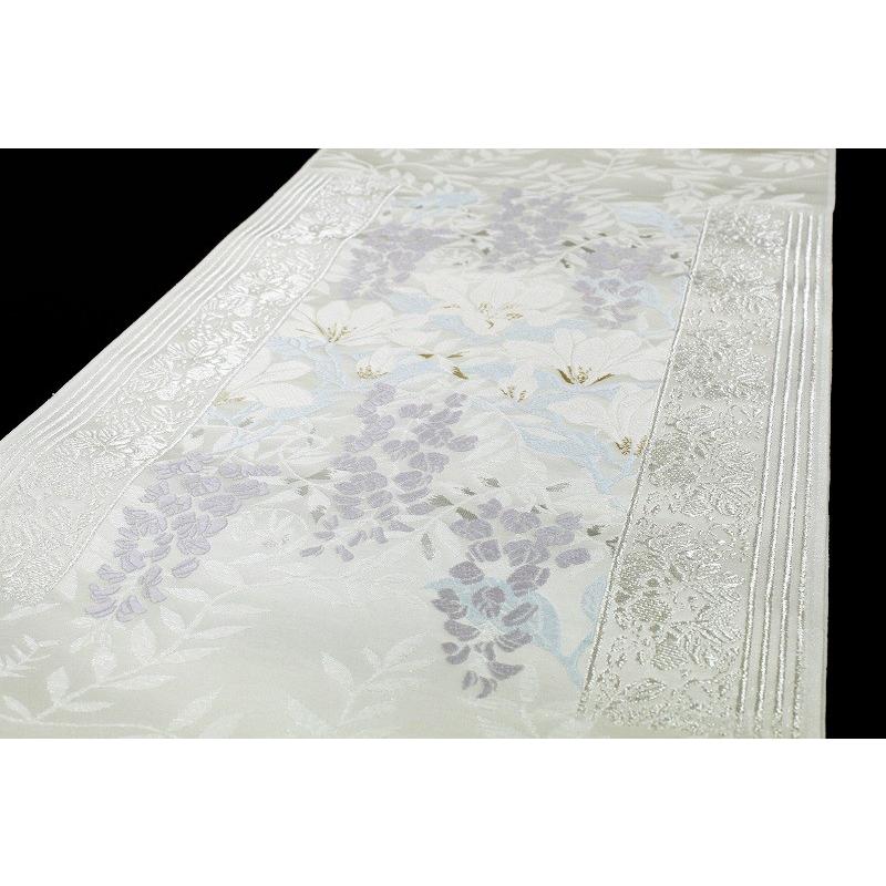 名古屋帯 山口美術織物 吉永小百合着用 白地 果実藤木蓮文 正絹 未