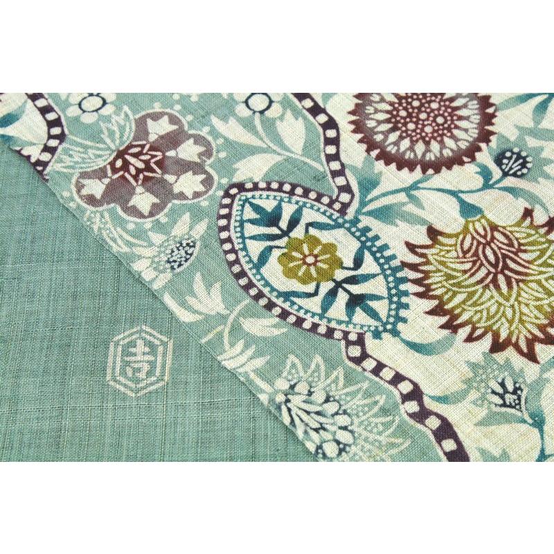 夏物 栗山吉三郎 名古屋帯 栗山紅型 紅型染 薄 青色 水色 g312