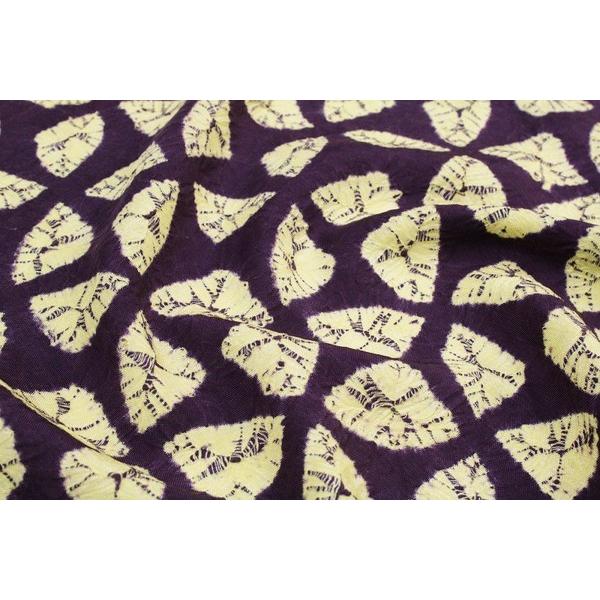 在庫処分 紫根染 工房 謹製 紫根染め 七宝 模様 絞り 紬 正絹