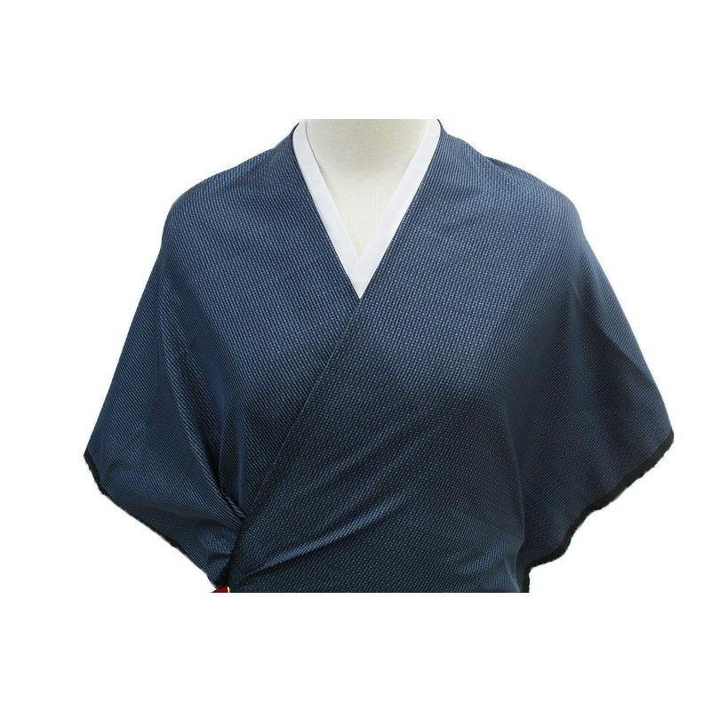 在庫処分 大島紬 紬 メンズ 男性 アンサンブル 紺色 横絣 正絹 本場 中