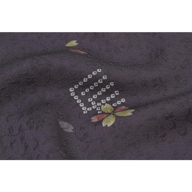 桜K0976 美品 逸品 上品 近年のお品 飛び柄 正絹 小紋 在庫処分 小紋 飛び柄 桜 源氏香 濃紫色 友禅染 正絹 綸子 新品 未