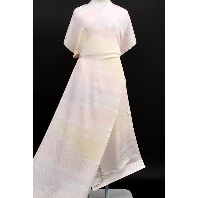 長襦袢 小松ちりめん 白地 ぼかし染 花織 霞取り 正絹 友禅染