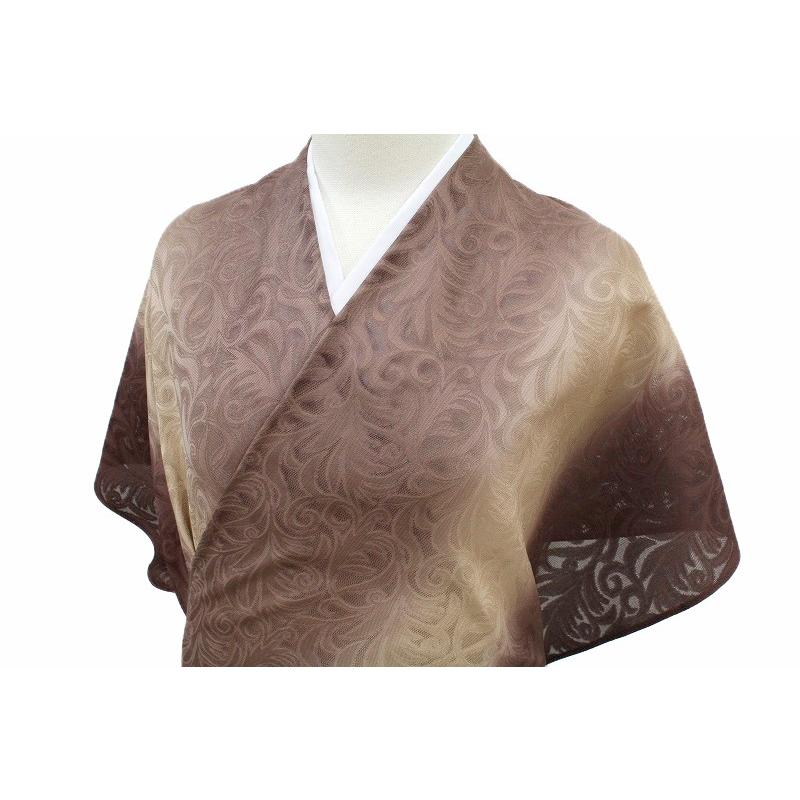 在庫処分 小紋 コート 夏物 紋紗 茶色 縞 ぼかし 京友禅 正絹 未仕立て 
