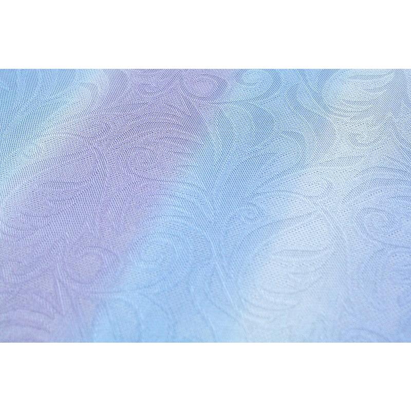 在庫処分 小紋 コート 夏物 紋紗 水色 縞 唐草 ぼかし 正絹 京友禅