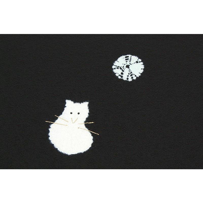 在庫処分 小紋 飛び柄 絞り 黒 ブラック 猫 ねこ ネコ 友禅染 在庫処分 小紋 飛び柄 絞り 黒 ブラック 猫 ねこ ネコ 友禅染