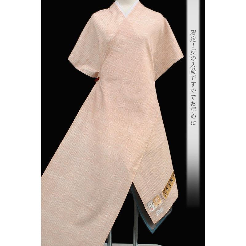 紺仁 小千谷 越後 片貝木綿 綿 単 普段きもの ベージュ 格子 チェック