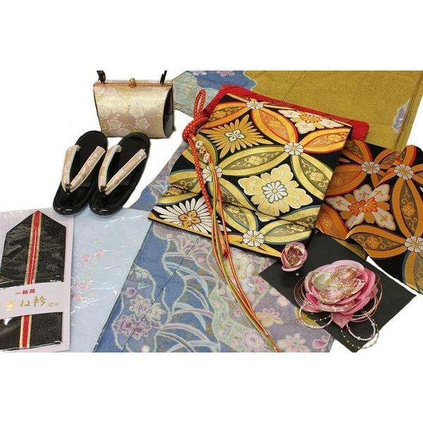 在庫処分 成人式 豪華 振袖8点セットからし色地辻が花模様 和装 着物  