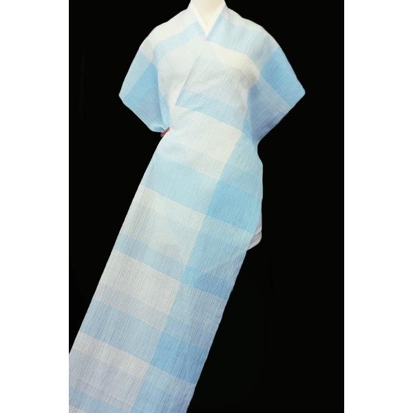 夏物 美しいキモノ 掲載柄 本場 小千谷ちぢみ 白地 格子 模様 麻 夏物 美しいキモノ 掲載柄 本場 小千谷ちぢみ 白地 格子 模様 麻