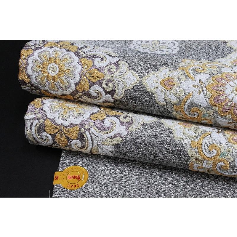 袋帯 正絹 唐織 新品 西陣 志都香 縒金綴れ シルバー グレー 市松 華文