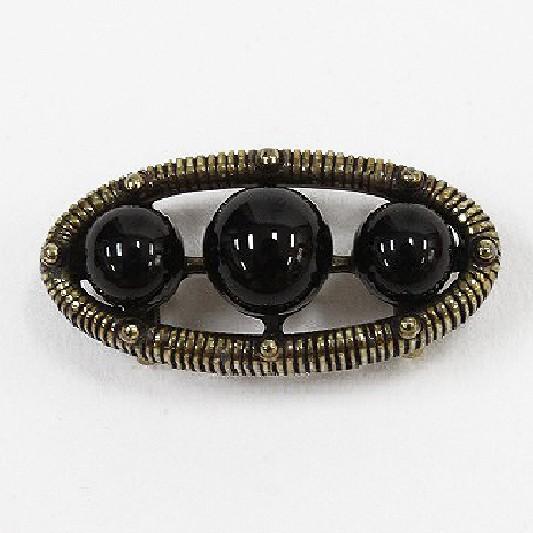 帯留め 天然石 黒 黒オニキス 金色台 パワーストーン 新品 和装小物  