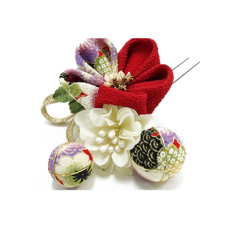 誕生日プレゼント 髪飾り 成人式 花 振袖 浴衣 夏祭り 袴 2点セット 赤 つまみ細工 玉飾り 組紐 簪 和柄 ちりめん レトロ 髪型 ヘアスタイル ヘアアレンジ ドライフラワー Sc2971 Aynaelda Com