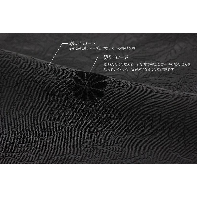 道行コート 輪奈ビロード 切りビロード 羽織 コート 黒 ブラック 花