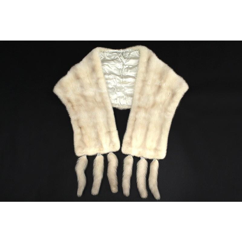 ファーショール ミンク リアルファー アイボリー 和洋兼用 中古