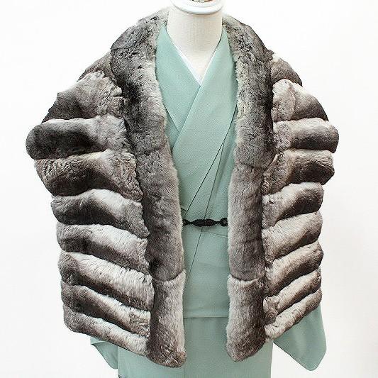 在庫処分 ファーショール 高級 チンチラ リアルファー ケープ 和洋兼用