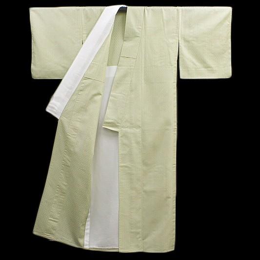 紬 花織 単衣 ゴールデンムガ ムガシルク 野蚕糸 薄黄緑色 正絹 新品 