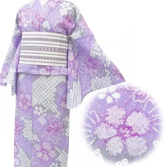 在庫処分 浴衣 本場有松絞り 薄紫色 桜 木綿 伝統工芸品 鳴海 在庫処分 浴衣 本場有松絞り 薄紫色 桜 木綿 伝統工芸品 鳴海