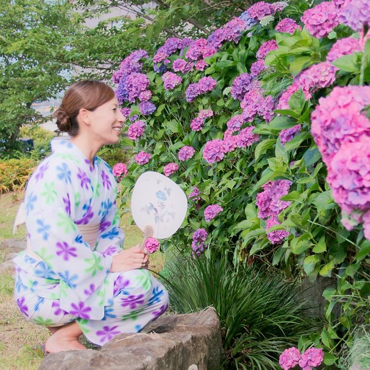 有松雪花絞り浴衣綿パープル