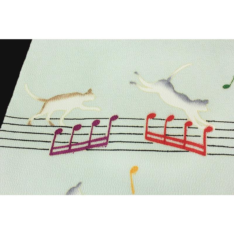 猫と音符の名古屋帯正絹未使用