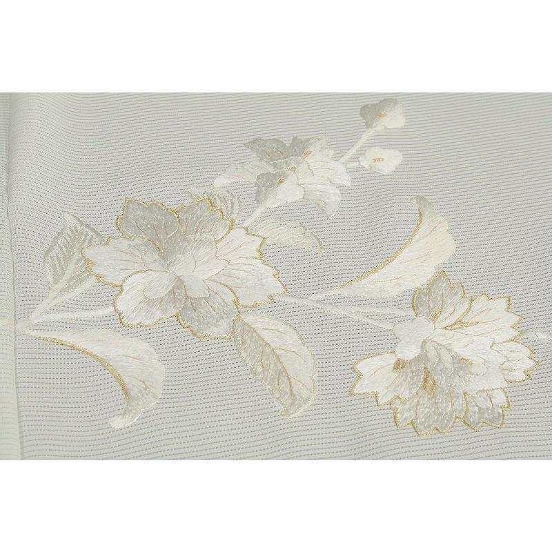 訪問着 夏物 手刺繍 オフホワイト 白地 花唐草 友禅染 正絹 最高級