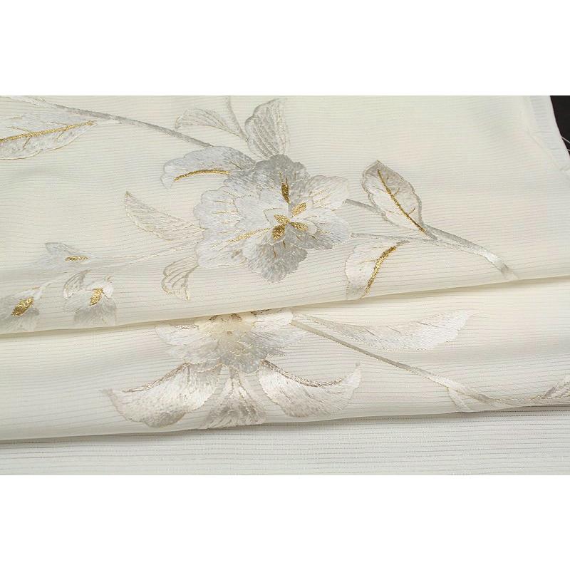訪問着 夏物 手刺繍 オフホワイト 白地 花唐草 友禅染 正絹 最高級