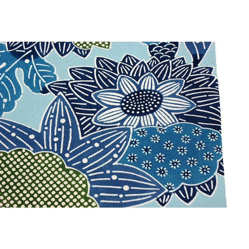 栗山吉三郎 名古屋帯 栗山紅型 紅型染 和染紅型 水色 菊 雲 正絹 浜