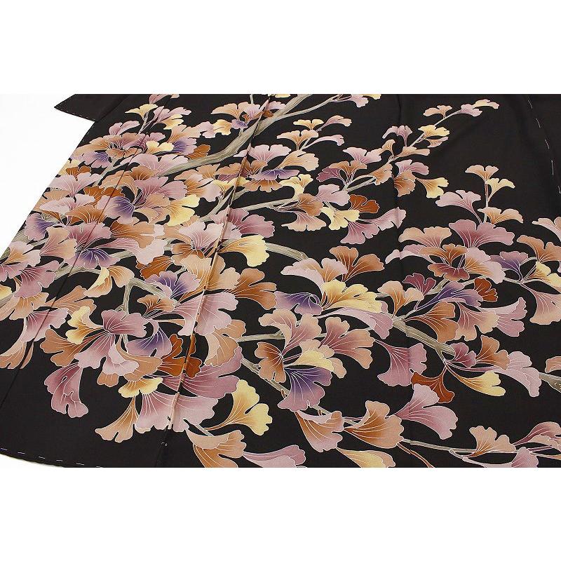 染め分け】正絹 訪問着 落款 鶴梅家松紅葉他 一つ紋 袷 染め分け】