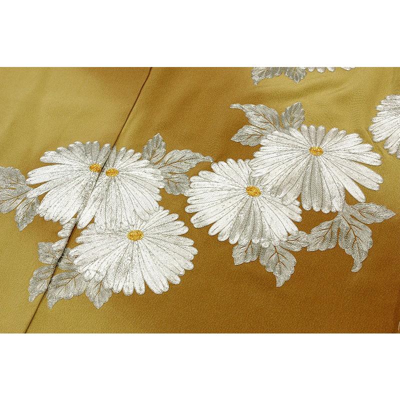 藤林徳扇 訪問着 正絹 本手刺繍 亜麻色 菊 プラチナ箔糸 友禅染 最高級