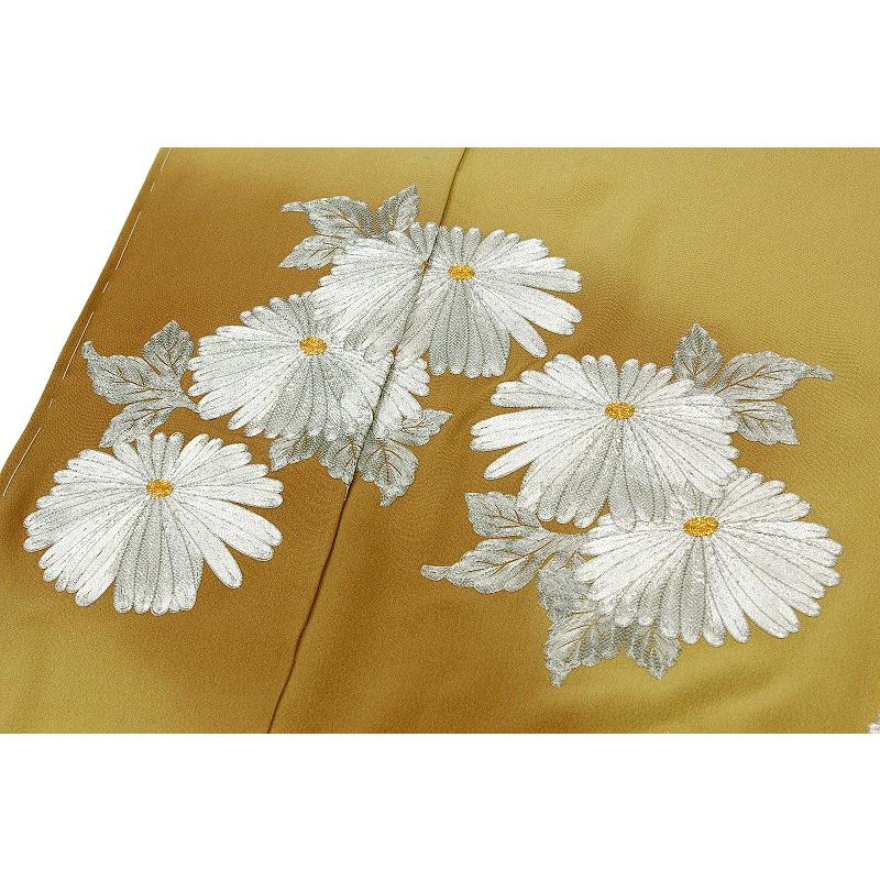 藤林徳扇 訪問着 正絹 本手刺繍 亜麻色 菊 プラチナ箔糸 友禅染 最高級