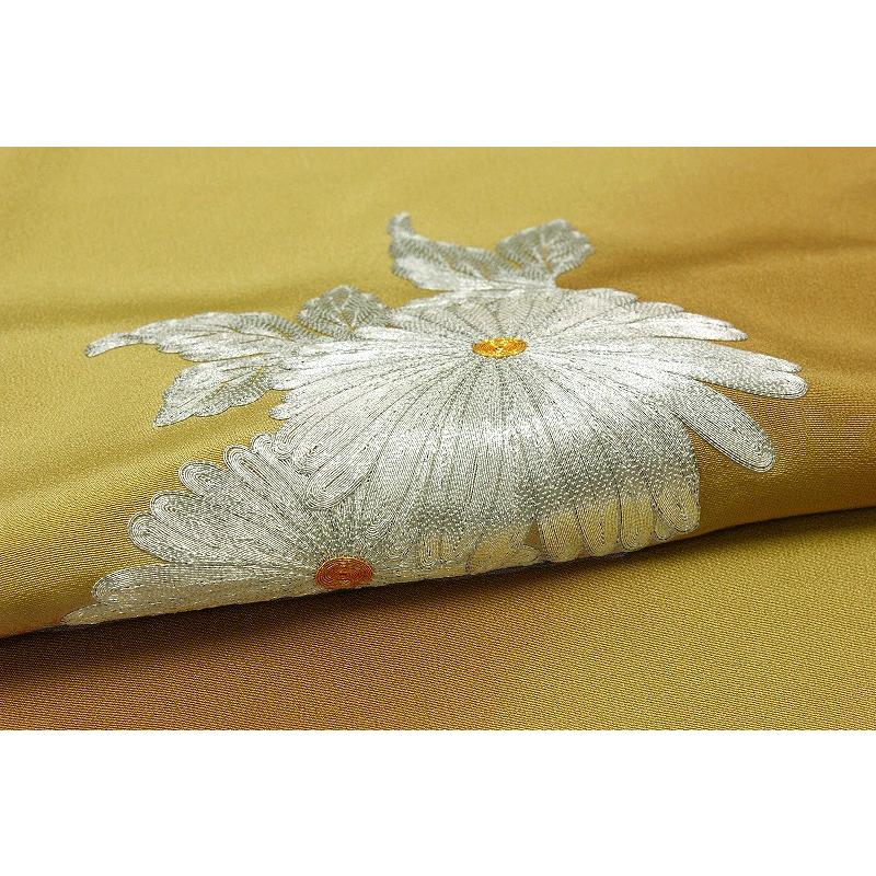 藤林徳扇 訪問着 正絹 本手刺繍 亜麻色 菊 プラチナ箔糸 友禅染 最高級