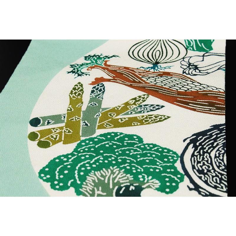 栗山吉三郎 九寸 名古屋帯 薄若草色地 野菜 正絹 和装 着物 新品 未