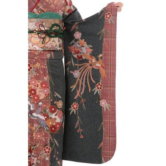 成人式 ショール 振袖レンタル 小さいサイズ 小柄 正絹 シンプル fg-137 フルセット一式 モダンレトロ 華やか 可憐 ふりそで シンプル