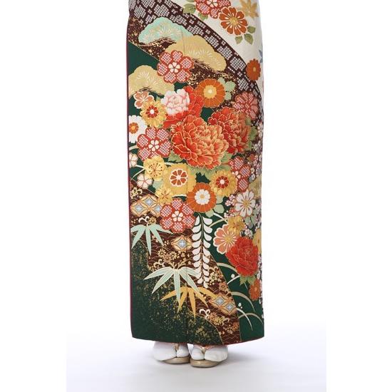 YUMI KATSURA（ユミカツラ） 振袖レンタル 桂由美 青 緑 正絹 fg-225b