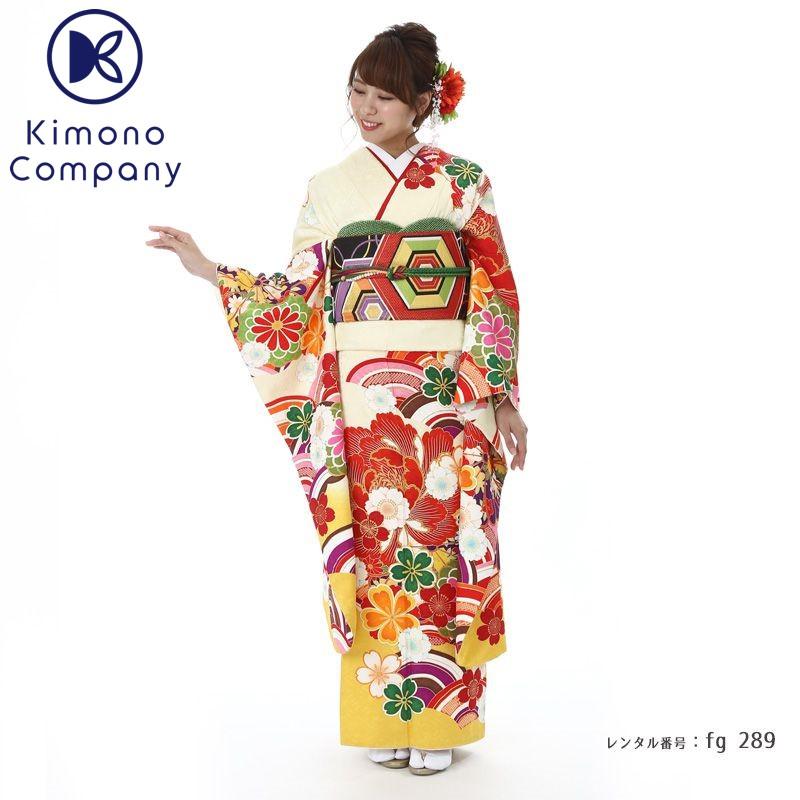 振袖レンタル 紅一点 正絹 シンプル fg-289b フルセット一式 着物 人気